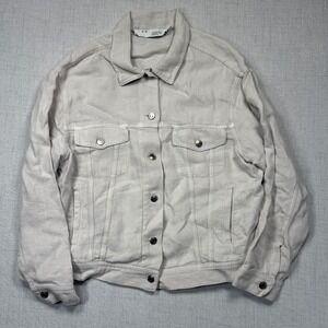 IRO Classic Linen Button Front Jacket Light Beige Natural Minimalist Chic 36